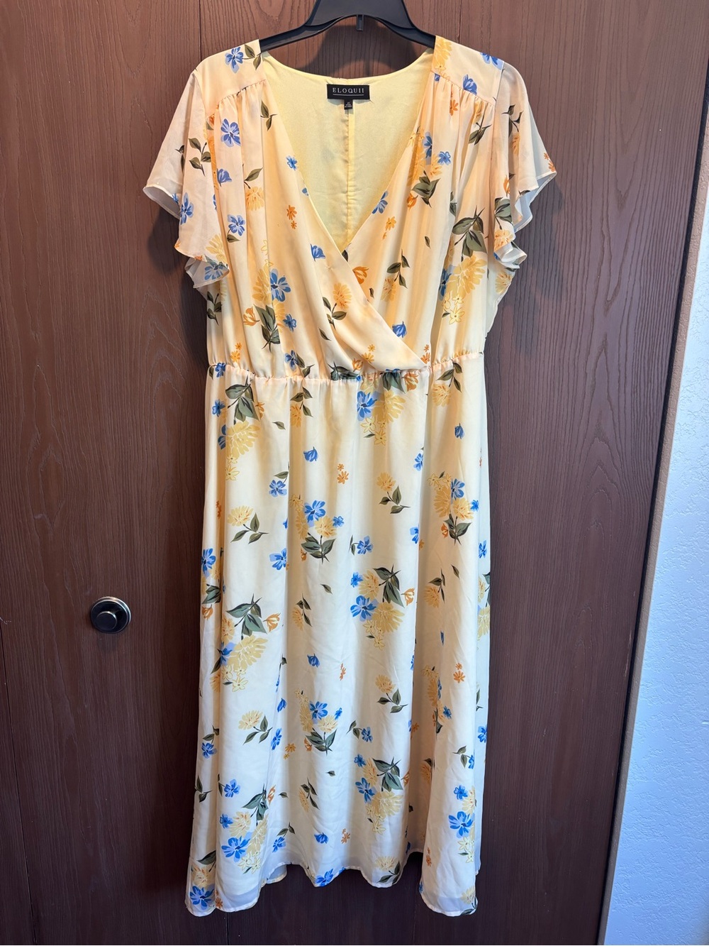Eloquii Pale Yellow Floral Maxi Dress
